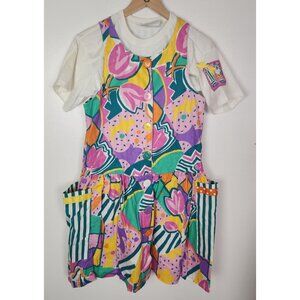 Vtg. Zoodles Girls Sz. 14 Multi Color Geometric Button Up Jumper